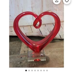 Murano glass Elegant Red Heart Sculpture